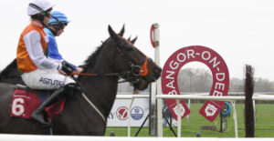 FV1E2304 Horses at the start at Bangor on Dee